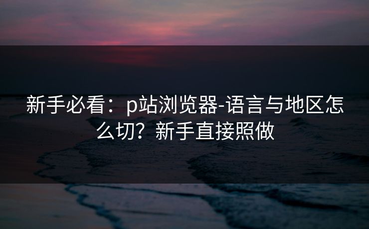 新手必看：p站浏览器-语言与地区怎么切？新手直接照做