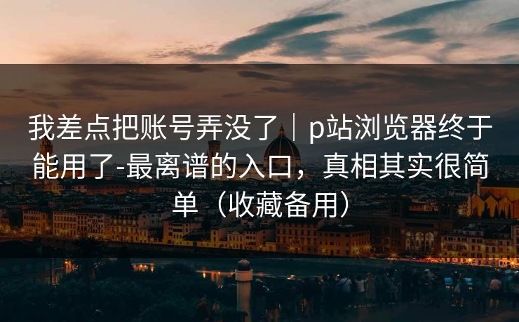 我差点把账号弄没了｜p站浏览器终于能用了-最离谱的入口，真相其实很简单（收藏备用）