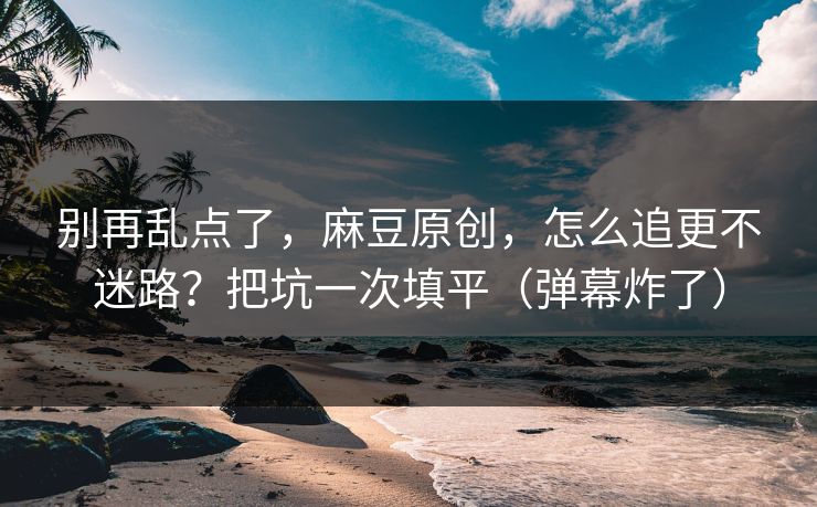 别再乱点了，麻豆原创，怎么追更不迷路？把坑一次填平（弹幕炸了）