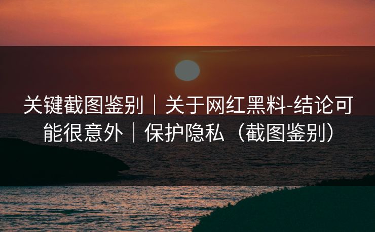 关键截图鉴别｜关于网红黑料-结论可能很意外｜保护隐私（截图鉴别）