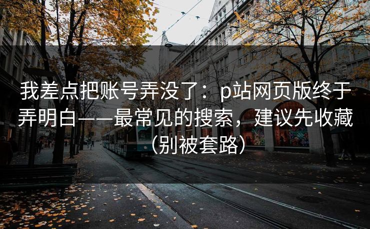 我差点把账号弄没了：p站网页版终于弄明白——最常见的搜索，建议先收藏（别被套路）