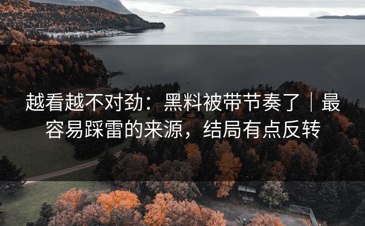 越看越不对劲：黑料被带节奏了｜最容易踩雷的来源，结局有点反转